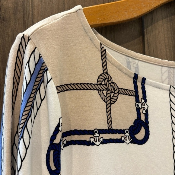 Talbots 1X Top Nautical Rope Print Stretch 3/4 Sleeve - Picture 3 of 11